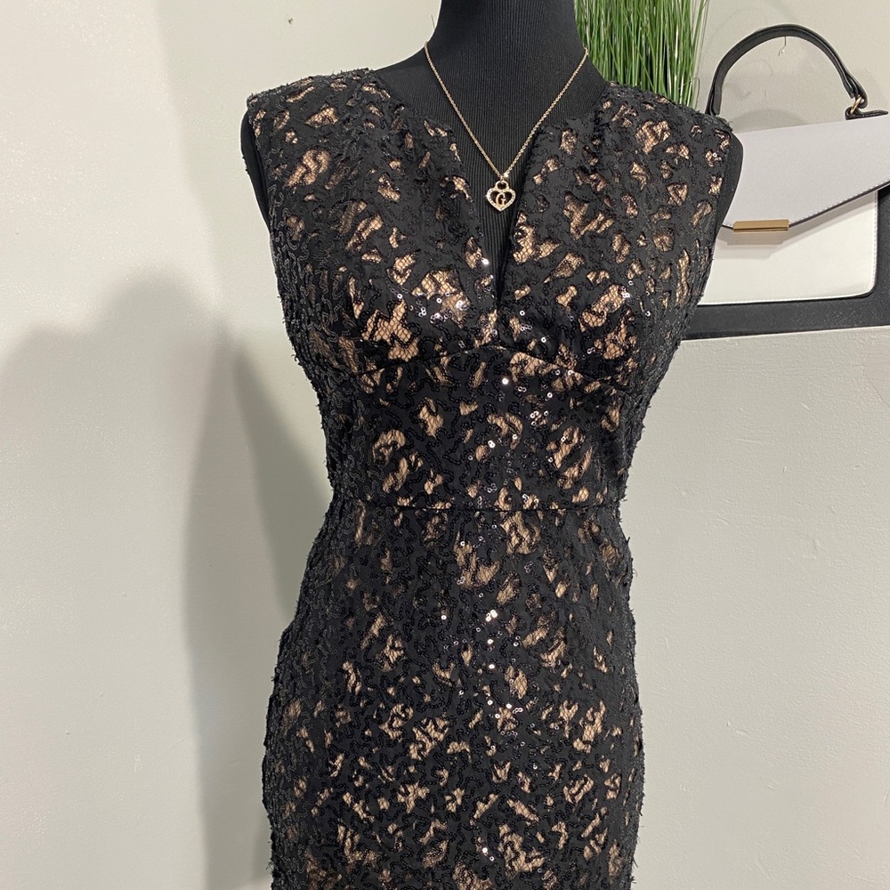 BCBGMaxaZria Sequin Dress With Open Back